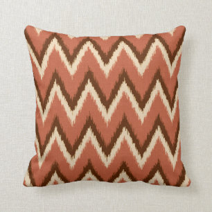 Ikat Chevron Stripes - Rust, bruin en beige Kussen