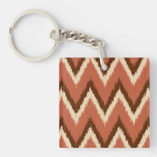 Ikat Chevron Stripes - Rust, bruin en beige Sleutelhanger