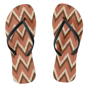 Ikat Chevron Stripes - Rust, bruin en beige Teenslippers