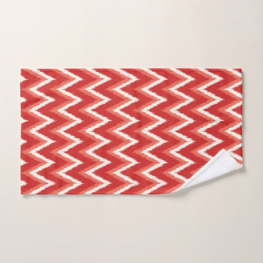 Ikat Chevron Stripes - Rust Orange et Blanc (Serviette à main)