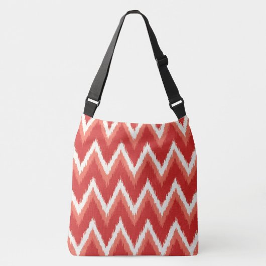 Ikat Chevron Stripes - Rust Oranje en wit Crossbody Tas (Voorkant)