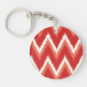 Ikat Chevron Stripes - Rust Oranje en wit Sleutelhanger