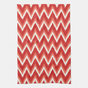 Ikat Chevron Stripes - Rust Oranje en wit Theedoek