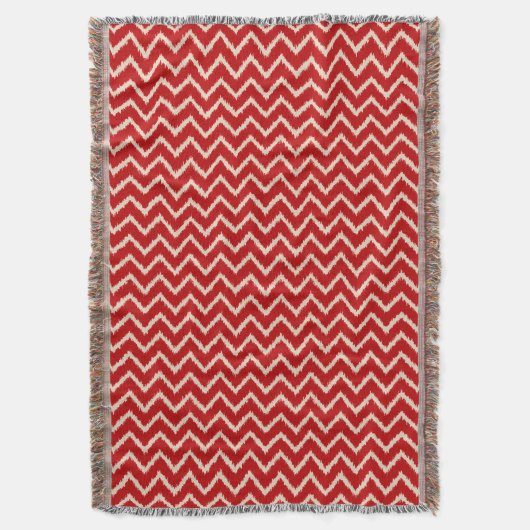 Ikat Chevrons - Chinees rood en geelbruin Deken (Voorkant Verticaal)