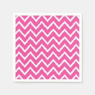 Ikat Chevrons - Deep fuchsia roze and white Servetten
