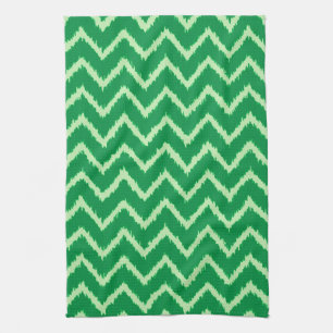 Ikat Chevrons - Grove en lichtgroen Theedoek