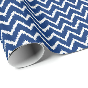 Ikat Chevrons - marineblauw en wit Cadeaupapier