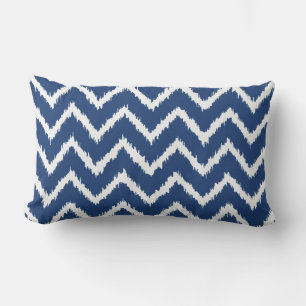 Ikat Chevrons - marineblauw en wit Kussen