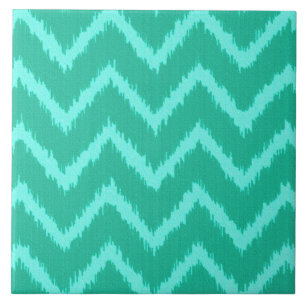 Ikat Chevrons - Turquoise en aqua Tegeltje
