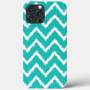 Ikat Chevrons - Turquoise en white iPhone 13 Pro Max Hoesje