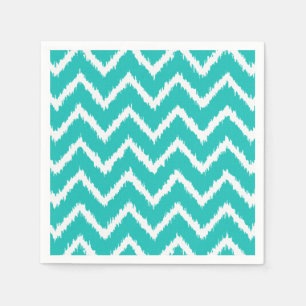Ikat Chevrons - Turquoise en white Servetten