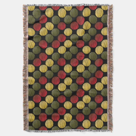 Ikat-cirkels met schroefdraad | Rood, groen, goud Deken (Voorkant Verticaal)