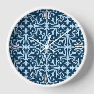 Ikat damask patroon - Dark Indigo en Light Blue