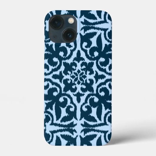 Ikat damask patroon - Dark Indigo en Light Blue Case-Mate iPhone Case (Achterkant)