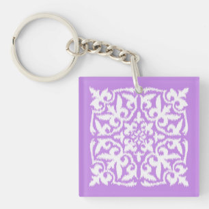 Ikat damask patroon - lavendel en wit sleutelhanger