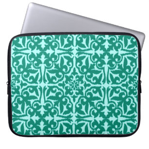 Ikat damask patroon - Turquoise en Aqua Laptop Sleeve