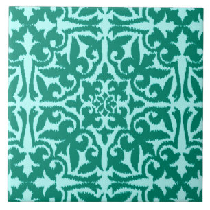 Ikat damask patroon - Turquoise en Aqua Tegeltje