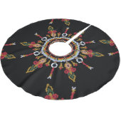 Ikat Damask Rode Groene  Kerstboom Rok (Gekanteld)