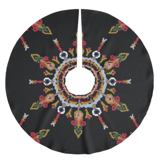 Ikat Damask Rode Groene  Kerstboom Rok (Voorkant)