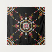 Ikat Damask Rode Groene  Wandkleed (Voorkant (horizontaal))