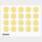 Ikat Damask - Sunshine Yellow Ronde Sticker (Vel)