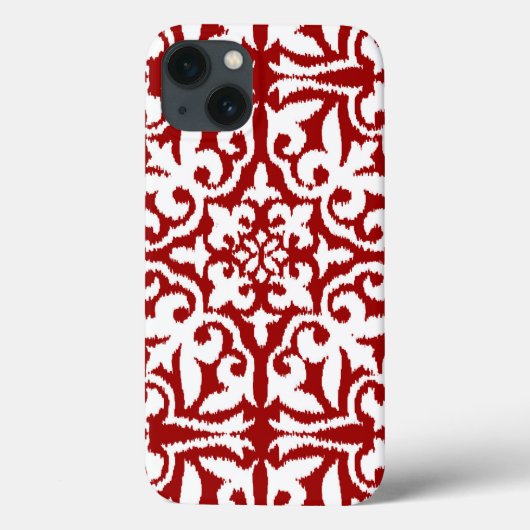 Ikat-damaspatroon - Donkerrood en wit Case-Mate iPhone Case (Achterkant)