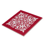 Ikat-damaspatroon - donkerrood en wit tegeltje (Zijkant)