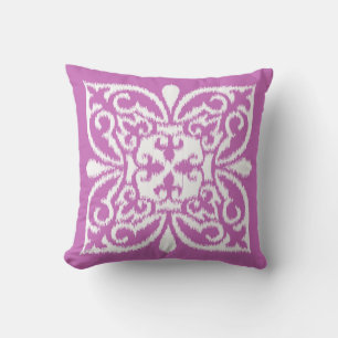 Ikat-damaspatroon - orchidee en wit kussen