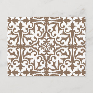 Ikat damast patroon - Taupe Tan en Wit Briefkaart