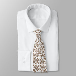 Ikat damast patroon - Taupe Tan en Wit Stropdas