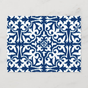 Ikat damtpatroon - Kobalt Blue en White Briefkaart