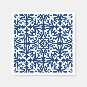 Ikat damtpatroon - Kobalt Blue en White Servetten