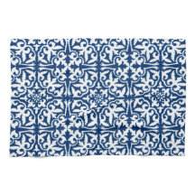 Ikat damtpatroon - Kobalt Blue en White
