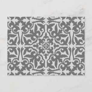 Ikat damtpatroon - Licht en middelgrijs Briefkaart