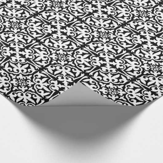 Ikat-damtpatroon - zwart en wit cadeaupapier (Hoek)