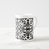 Ikat-damtpatroon - zwart en wit porselein kop (Voorkant rechts)