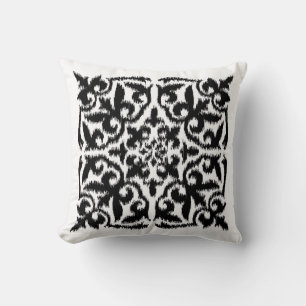 Ikat-damtpatroon - zwart-wit kussen