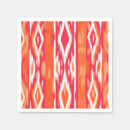 Ikat Design papieren servetten Sinaasappel en roze (Voorkant)