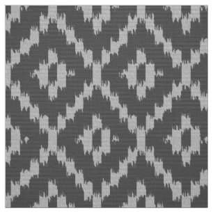 Ikat Diamond Pattern - Houtskool en zilvergrijs Stof