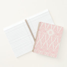 Ikat Diamond Pattern in pastelroze monogram Notitieboek