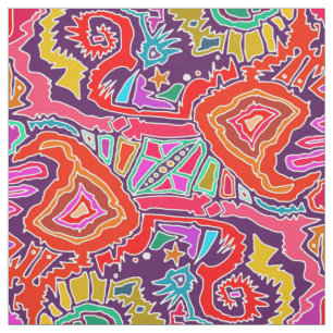 Ikat Doodle Red Stof
