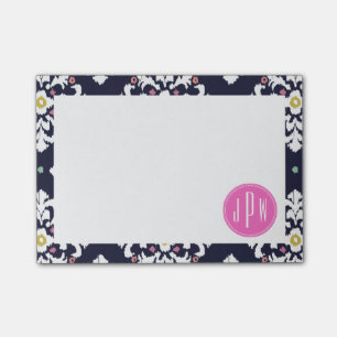 Ikat- en roze monogram post-it® notes