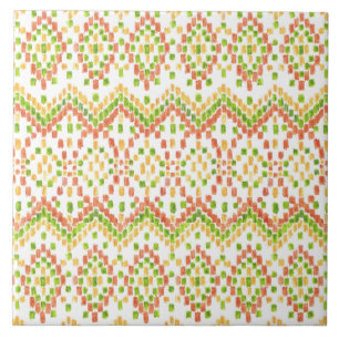 Ikat Etnic Moorish Pattern on White to Customize Tegeltje