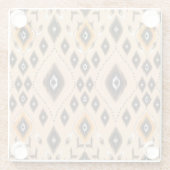 Ikat Etnisch Geometrisch Folklore Patroon Glazen Onderzetter (Achterkant)