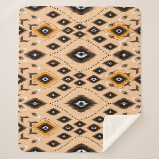 Ikat Etnisch Geometrisch Folklore Patroon Sherpa Deken (Voorkant)