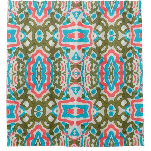 Ikat Etnische Abstracte Patroon. Shaman Pattern. P Douchegordijn (Voorkant)