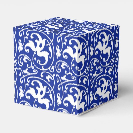 Ikat Floral Damask - Cobalt Blue en White Bedankdoosjes (Achterkant)