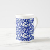Ikat Floral Damask - Cobalt Blue en White Porselein Kop (Voorkant rechts)