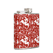 Ikat Floral Damask - Donkerrood en wit Heupfles (Rechts)