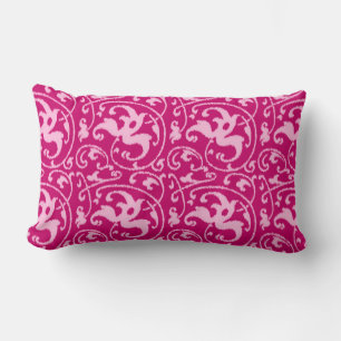 Ikat Floral Damask - Fuchsia and Bleek roze Kussen